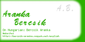 aranka bercsik business card